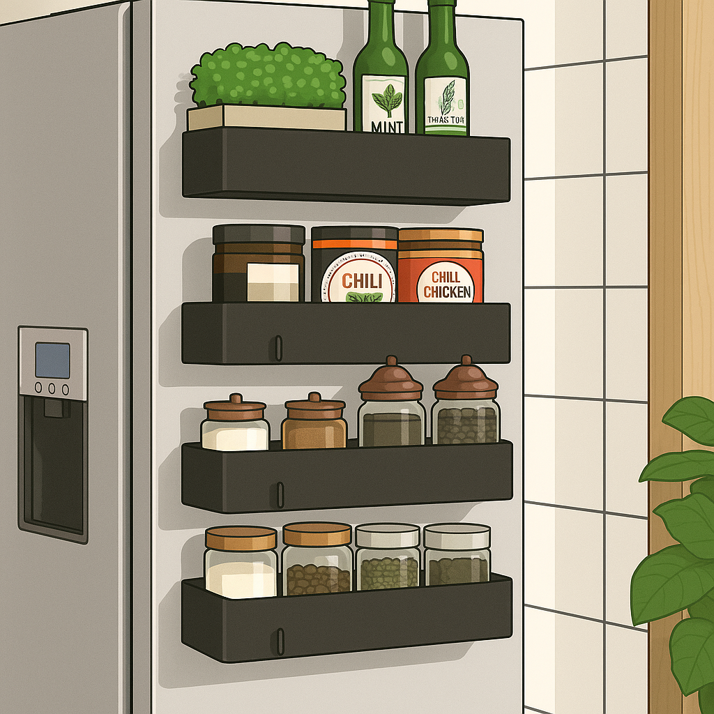 🧲 Magnetic Spice Rack – 4-Piece Organizer Set