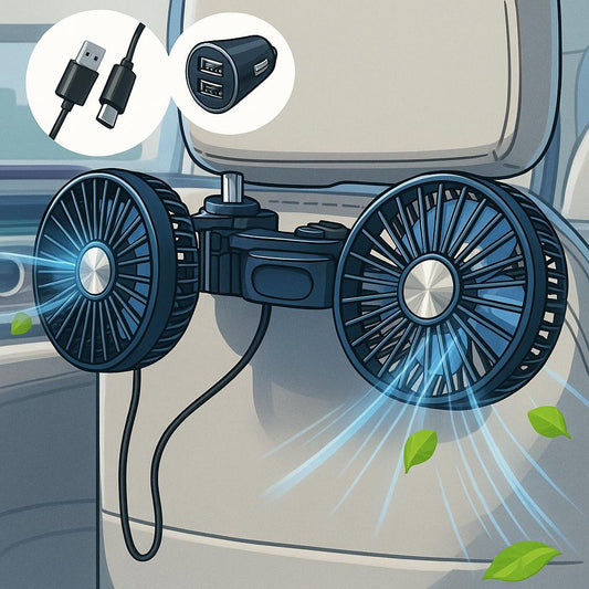 🚗 Dual USB Car Fan – Stay Cool in Every Seat