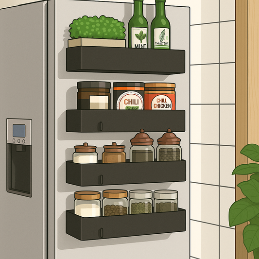 🧲 Magnetic Spice Rack – 4-Piece Organizer Set