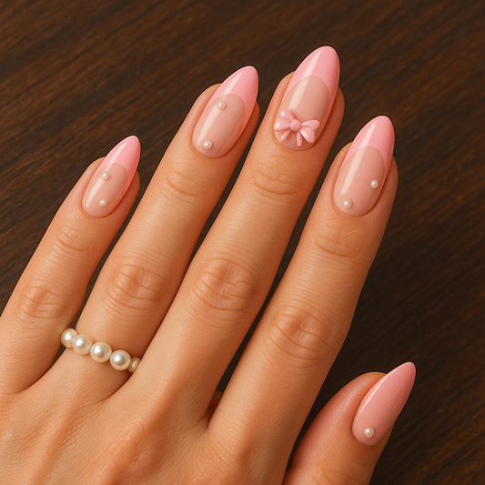 🎀 DZPGUONIZ Pink Bow Press-On Nails – Glam Meets Elegance